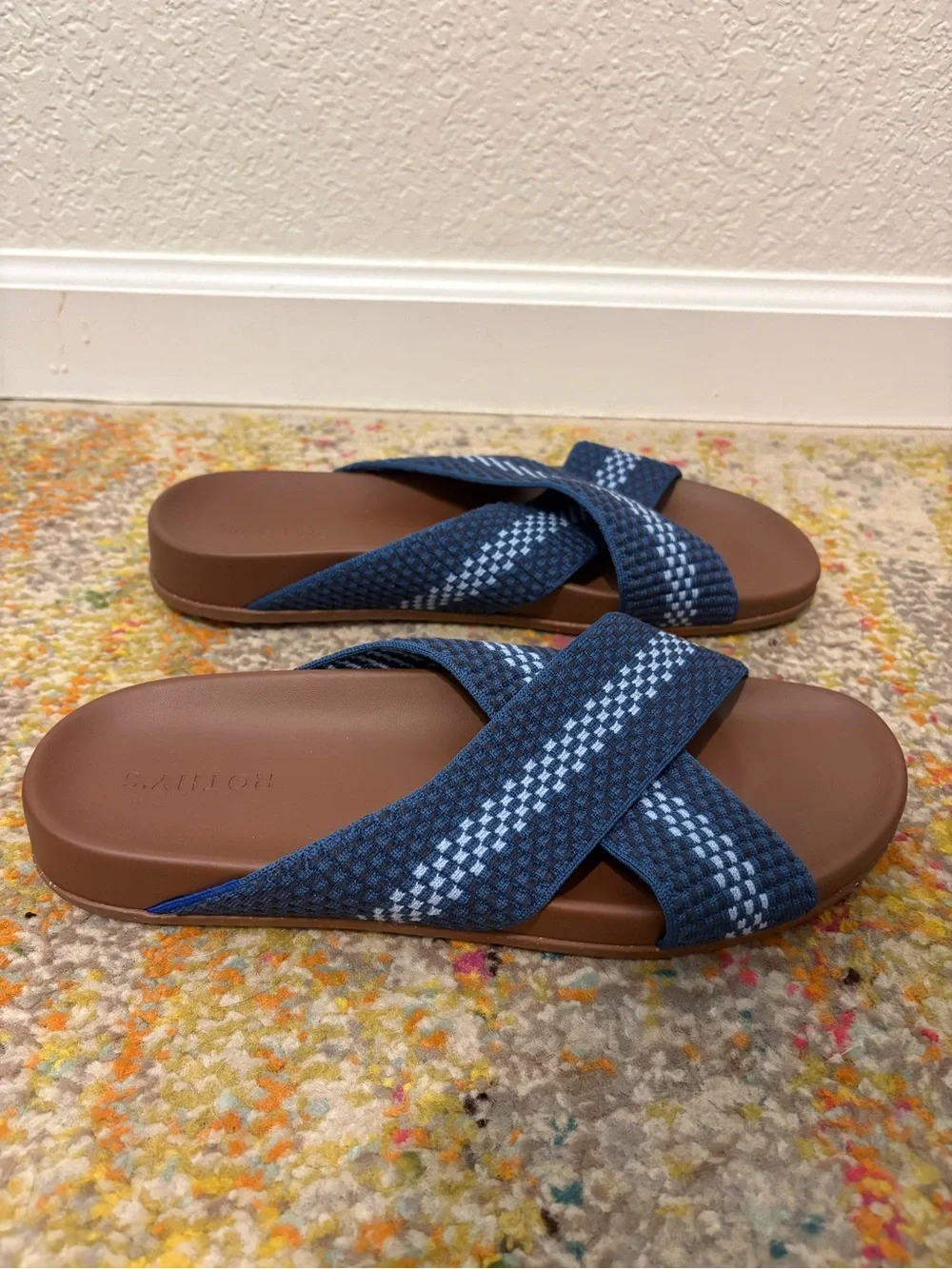 Rothy's Women’s Crossband Slide Sandals in Navy - Picture 2 of 5